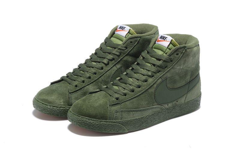 Obeezi Blazer Mid Premium Vintage Olive Green Suede Sneaker - Obeezi