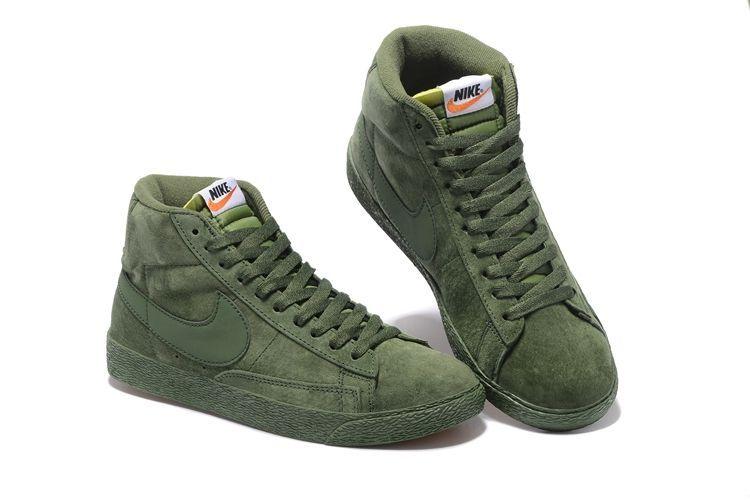 Obeezi Blazer Mid Premium Vintage Olive Green Suede Sneaker - Obeezi