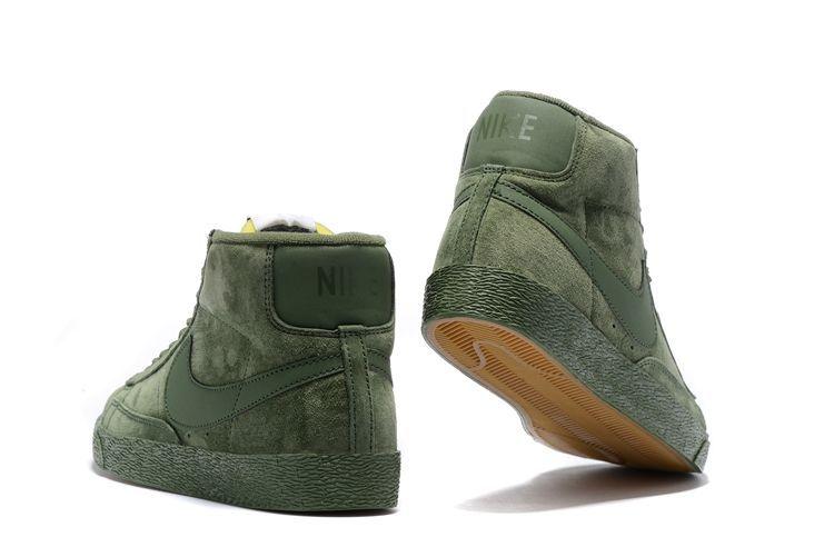 Obeezi Blazer Mid Premium Vintage Olive Green Suede Sneaker - Obeezi