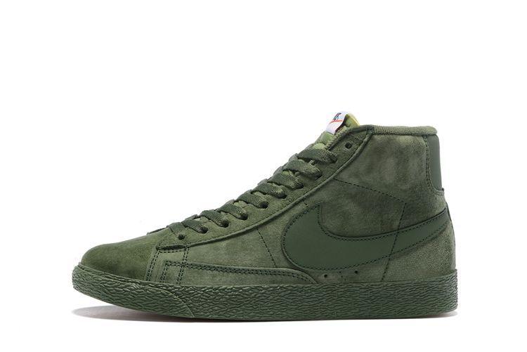 Obeezi Blazer Mid Premium Vintage Olive Green Suede Sneaker - Obeezi