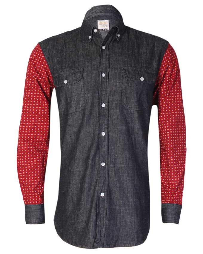 Obeezi classic Red Hand pokadot Denim shirt - Obeezi