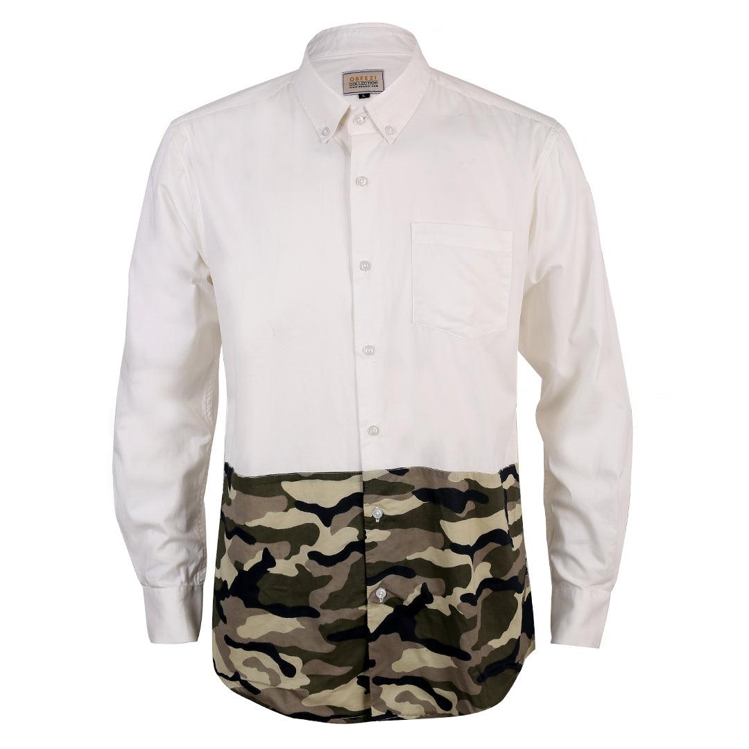 Obeezi Exquisite Half Camouflage Designed Shirt - White - Obeezi.com