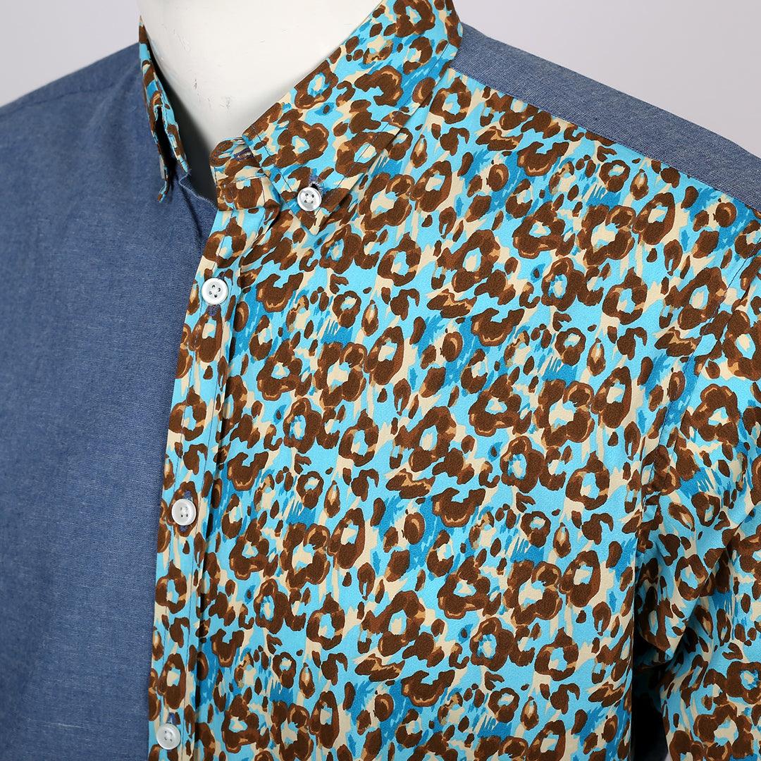 Obeezi Exquisite Patterned Designed Blue Shirt - Obeezi.com