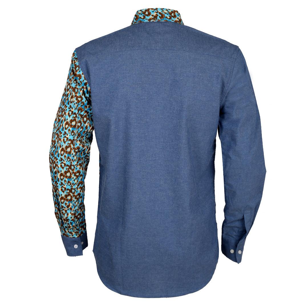 Obeezi Exquisite Patterned Designed Blue Shirt - Obeezi.com