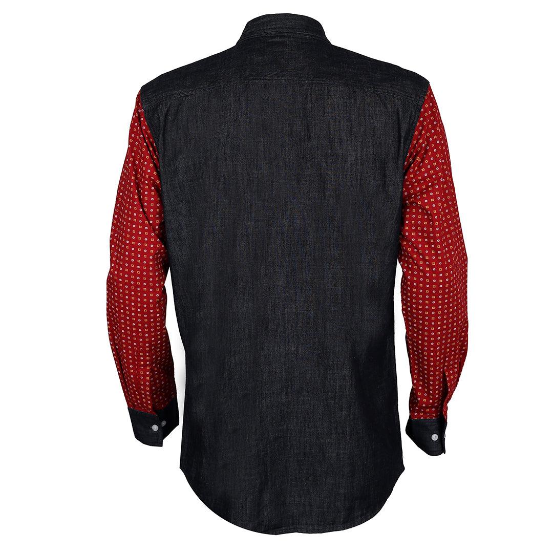 Obeezi Exquisite Patterned Designed Blue Shirt With Multi Coloured Designed Hand - Obeezi.com