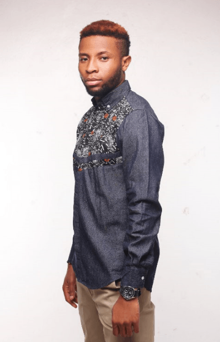 Obeezi Mid-V Casual with Orange Smiley Denim Shirt - Obeezi