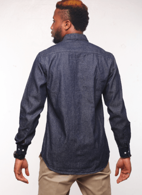 Obeezi Mid-V Casual with Orange Smiley Denim Shirt - Obeezi