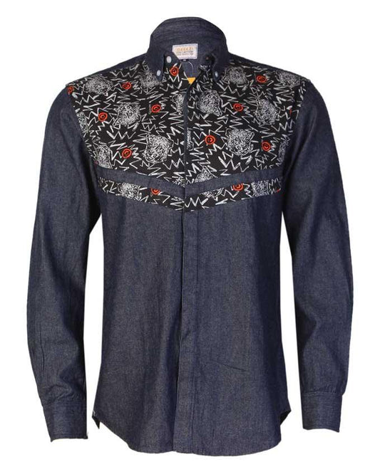 Obeezi Mid-V Casual with Smiley Denim Shirt - Obeezi.com