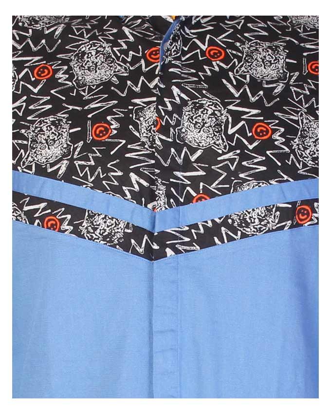 Obeezi Sky Blue Mid-V with Orange Smiley Shirt - Obeezi