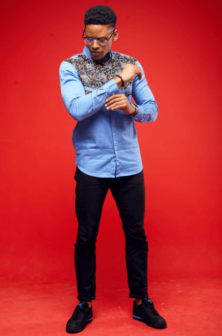 Obeezi Sky Blue Mid-V with Orange Smiley Shirt - Obeezi