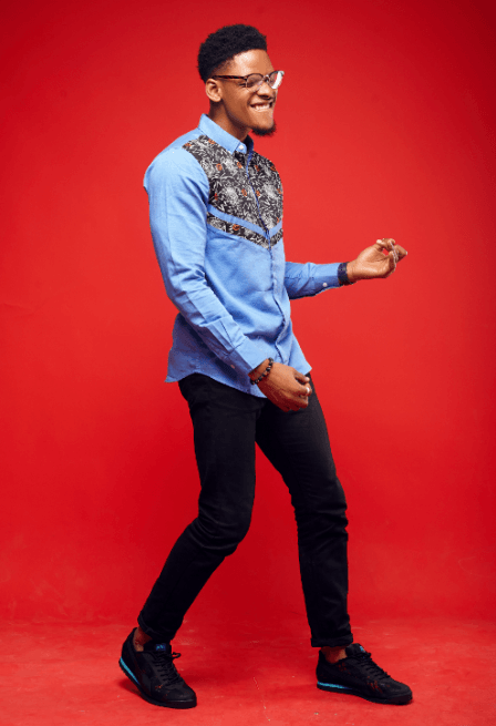 Obeezi Sky Blue Mid-V with Orange Smiley Shirt - Obeezi