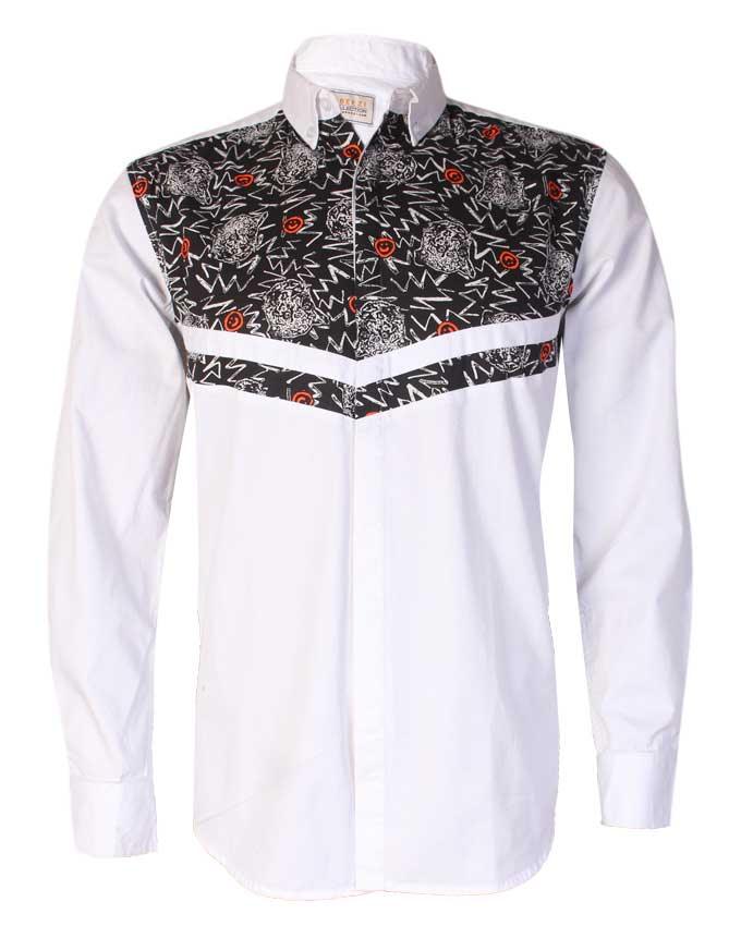 Obeezi White Mid-V with Orange smiley shirt - Obeezi