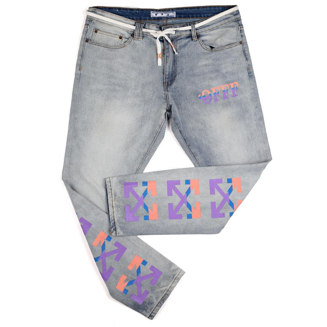 Off Authentic Double Arrow Logo Designed Denim Jean - Obeezi.com
