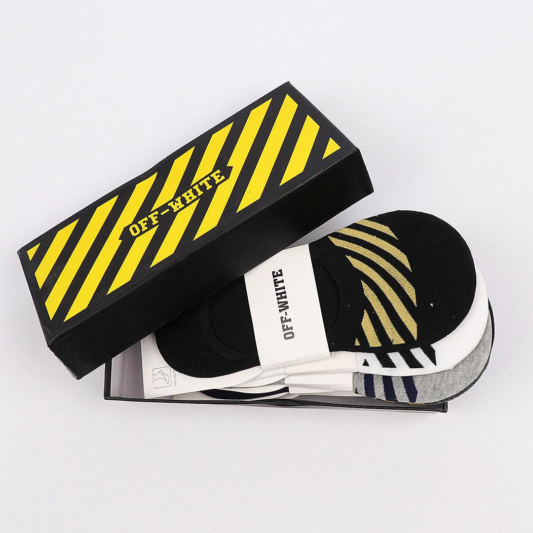 Off-White foot cover 5 In 1 Black Grey White Navy Blue Ash socks - Obeezi.com