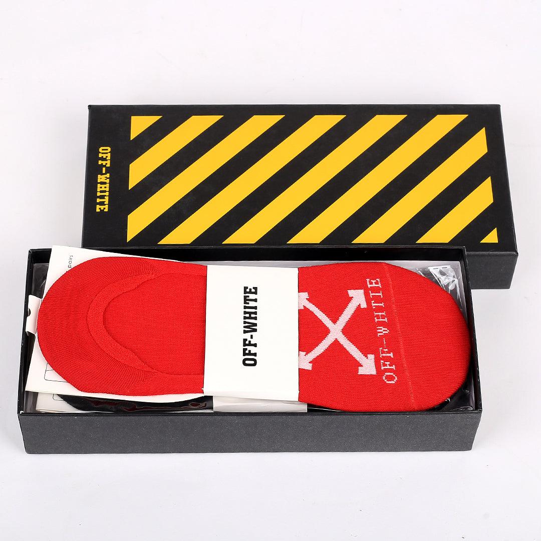 Off X Logo Designed White, Black, Grey, Red And Ash Socks - Obeezi.com