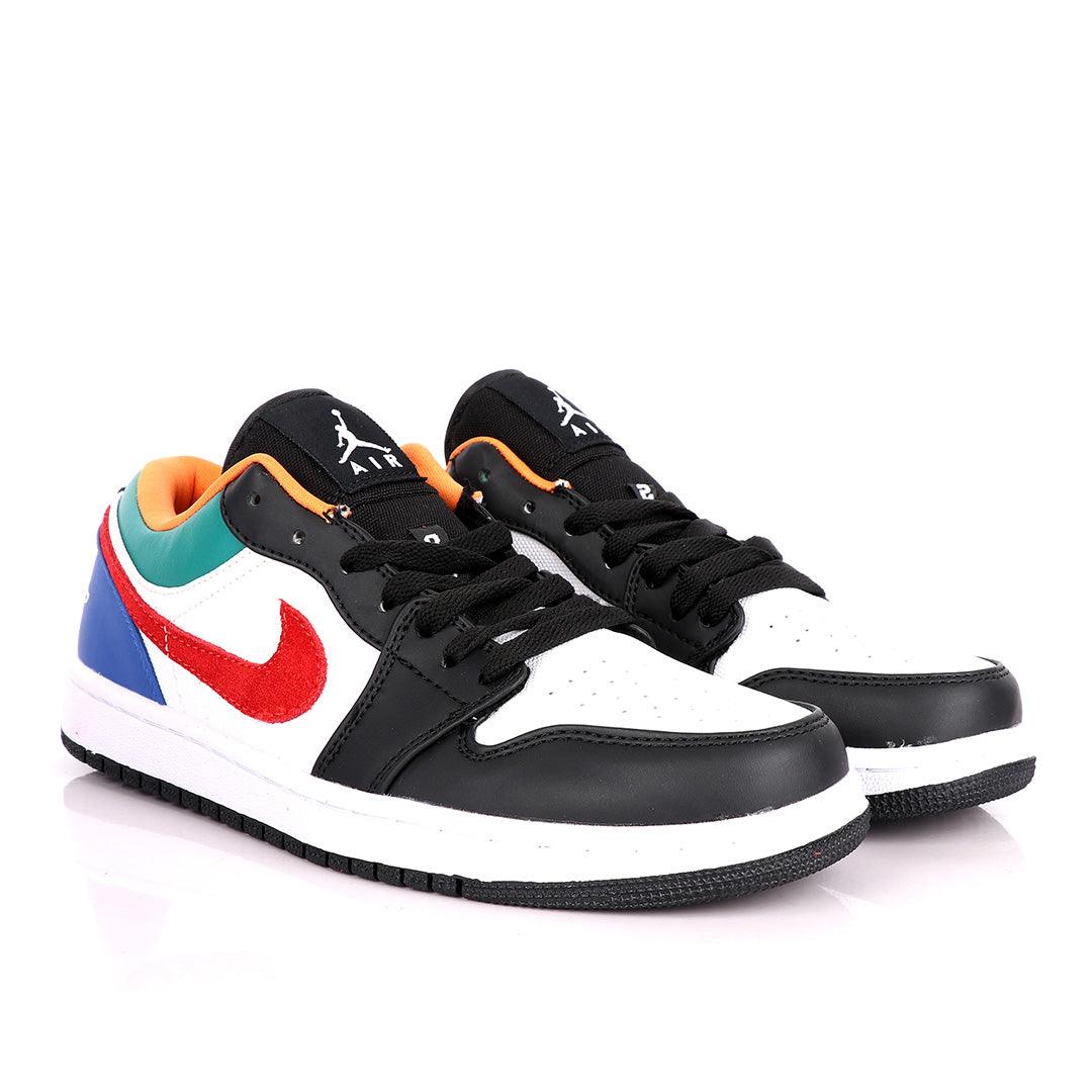 Original Air Jordan 1 Low Black White Laser Red Sneakers - Obeezi