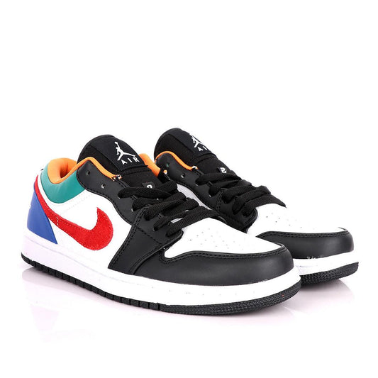 Original Air Jordan 1 Low Black White Laser Red Sneakers - Obeezi