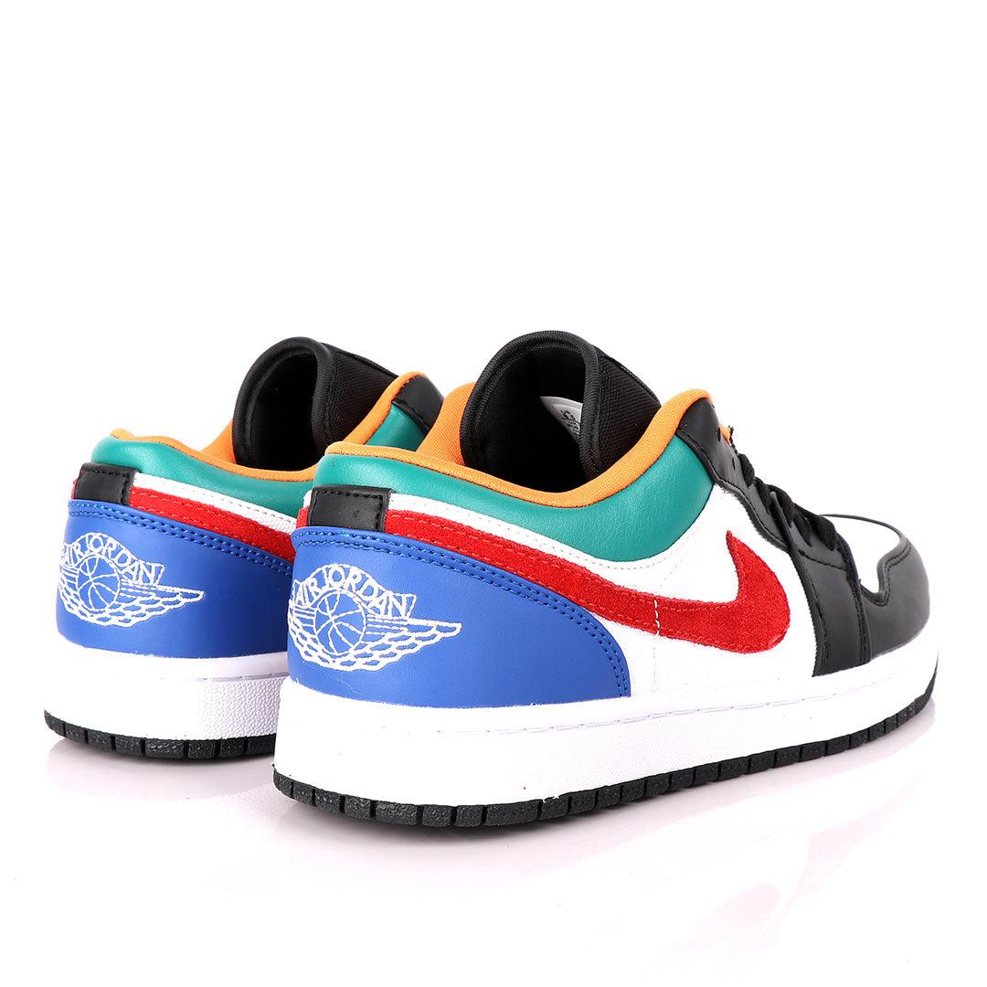 Original Air Jordan 1 Low Black White Laser Red Sneakers - Obeezi