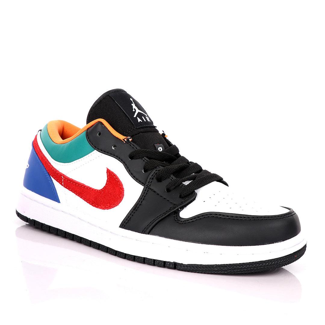 Original Air Jordan 1 Low Black White Laser Red Sneakers - Obeezi