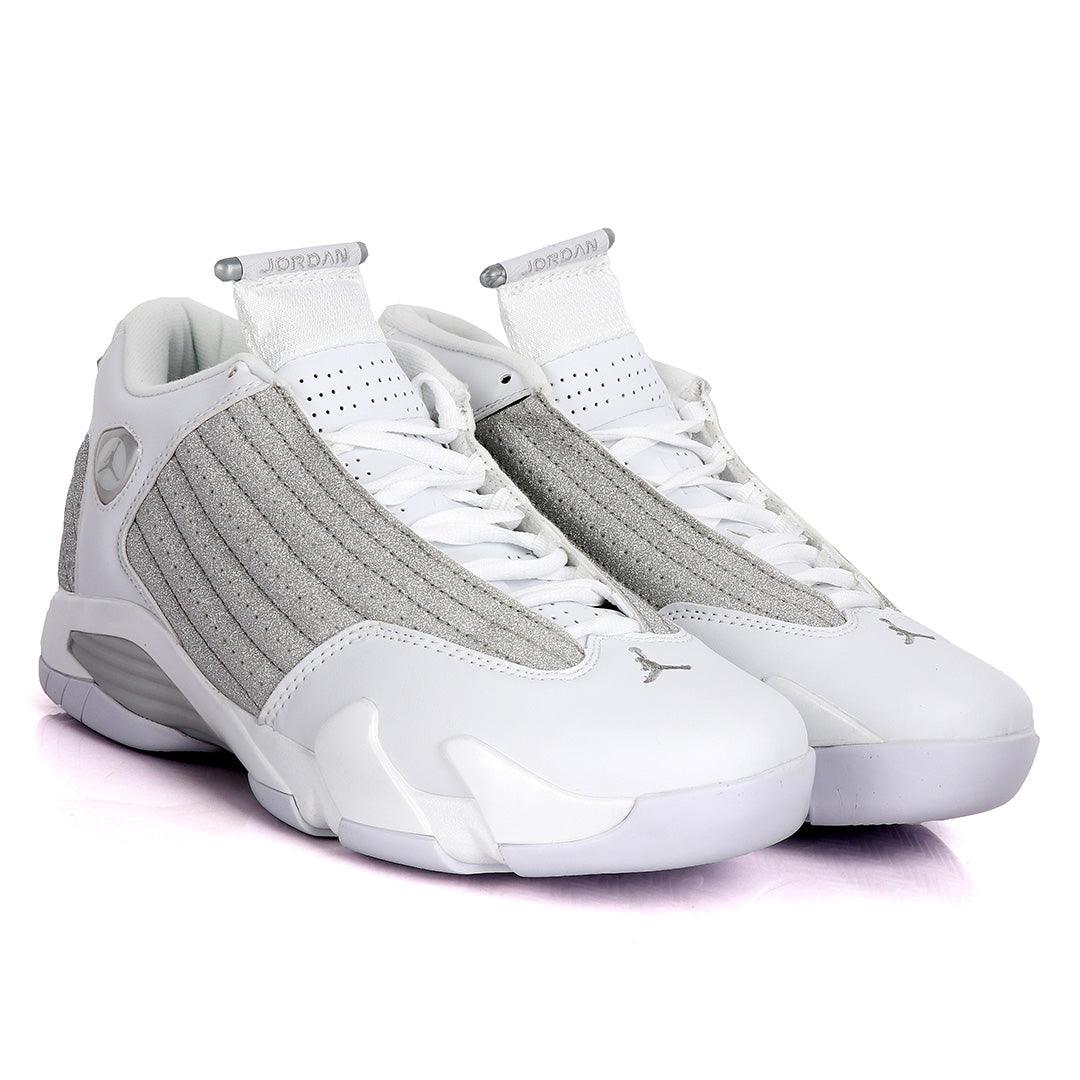 Original Air Jordan White Silver Shiny Sneakers - Obeezi