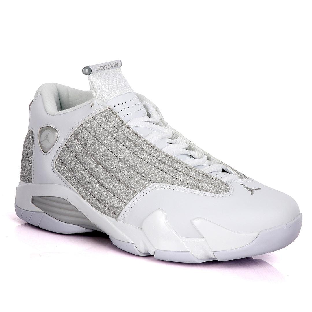 Original Air Jordan White Silver Shiny Sneakers - Obeezi