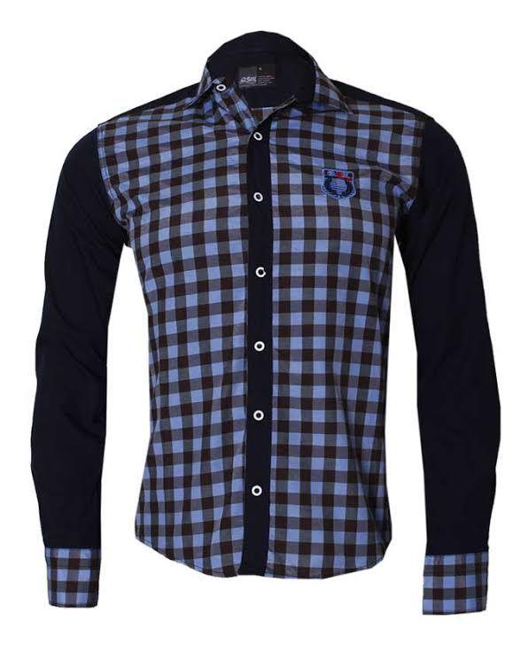 OSM Bold Stripe Check Shirt -Black and Blue Longsleeve - Obeezi