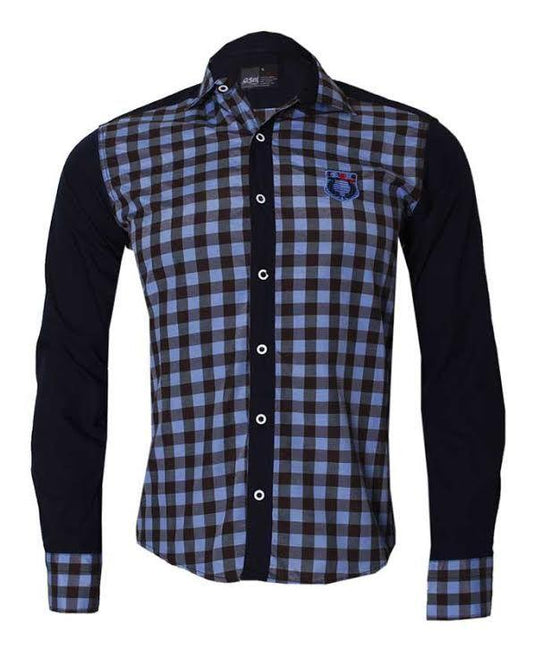 OSM Bold Stripe Check Shirt -Black and Blue Longsleeve - Obeezi