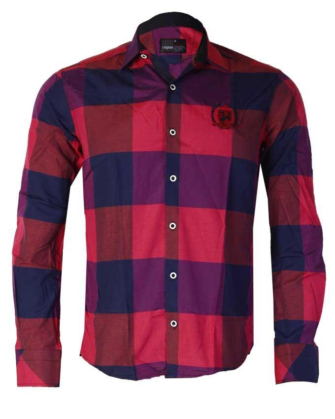OSM Checked Flannel Red Purple/ Blue Longsleeve Shirts - Obeezi
