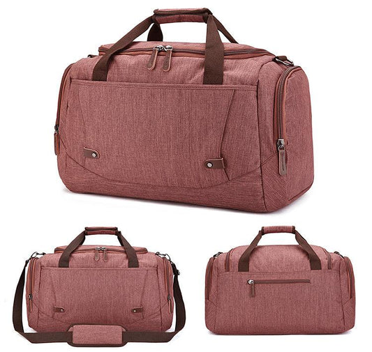 Oxford Multi Pocket Water Resistant Large Capacity Luggage Brown Bags - Obeezi.com