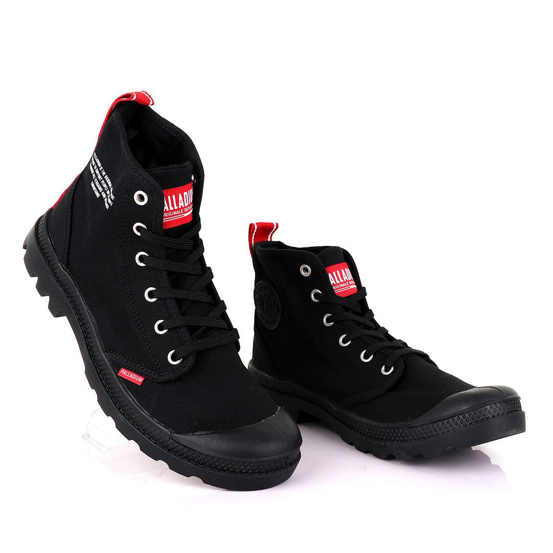Palladium Dare Night Black with Red Strap Boots - Obeezi