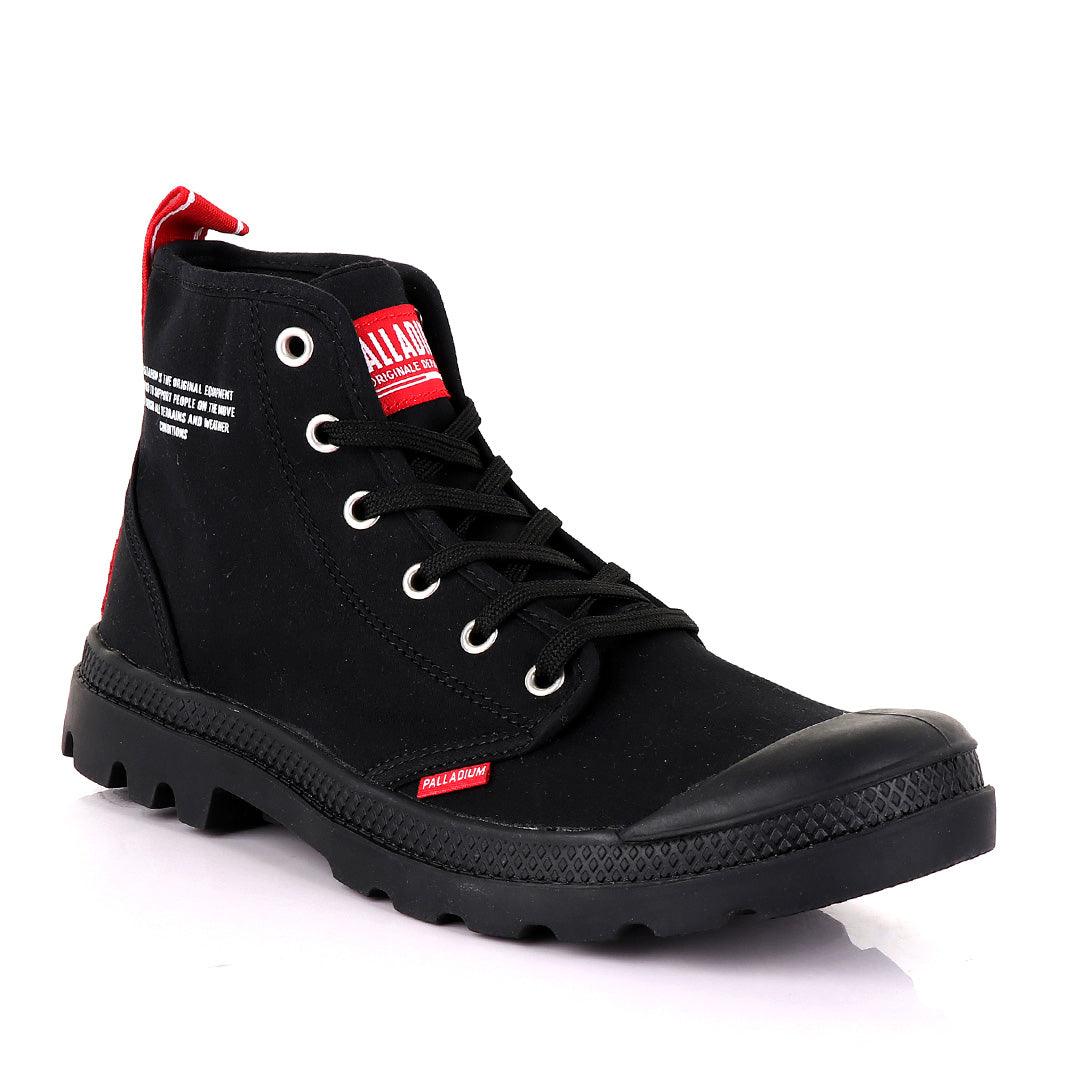 Palladium Dare Night Black with Red Strap Boots - Obeezi