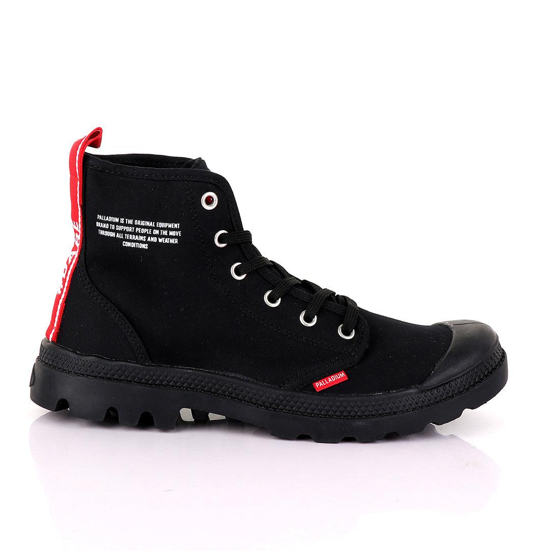 Palladium Dare Night Black with Red Strap Boots - Obeezi