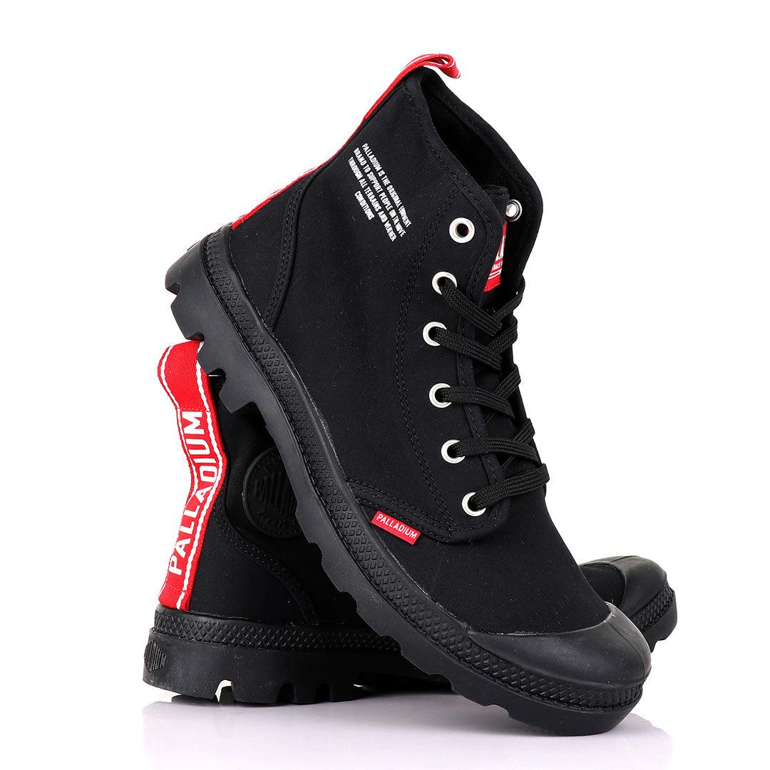 Palladium Dare Night Black with Red Strap Boots - Obeezi