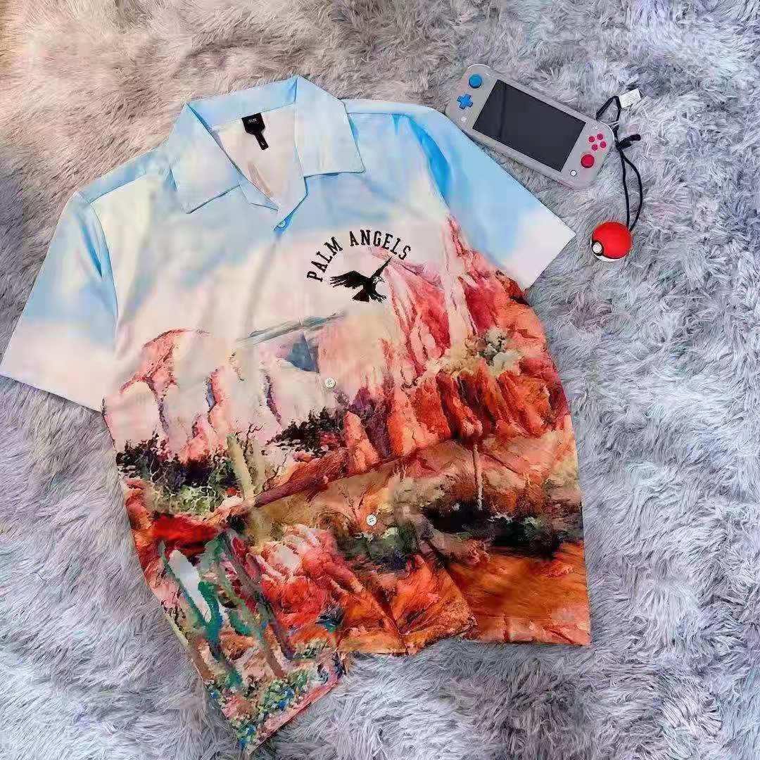 Palm Graphic Designed Multi COloured Aloha Shirt - Obeezi.com