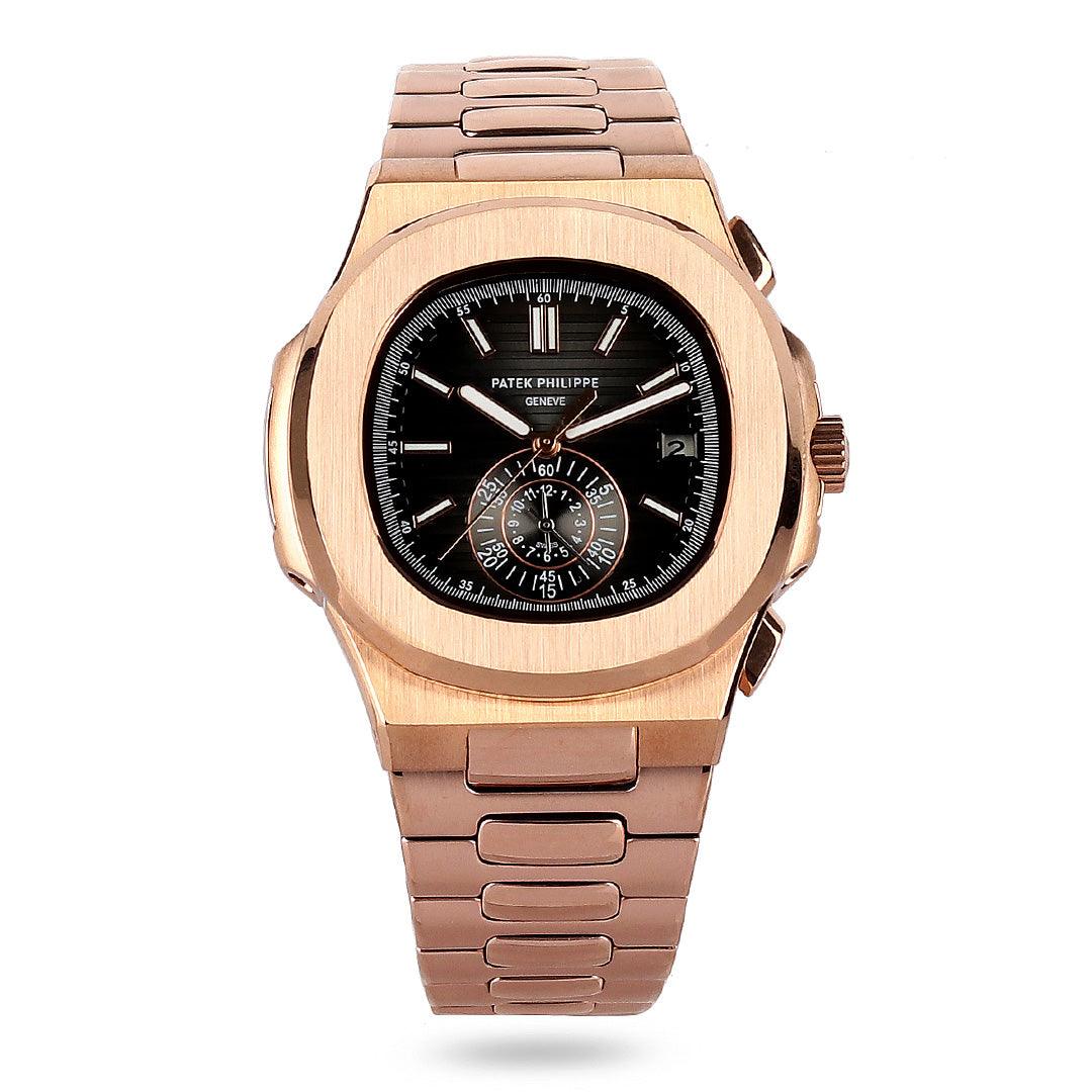 Patek Philippe Nautilus sapphire crystal back Rose Gold Watch - Obeezi.com