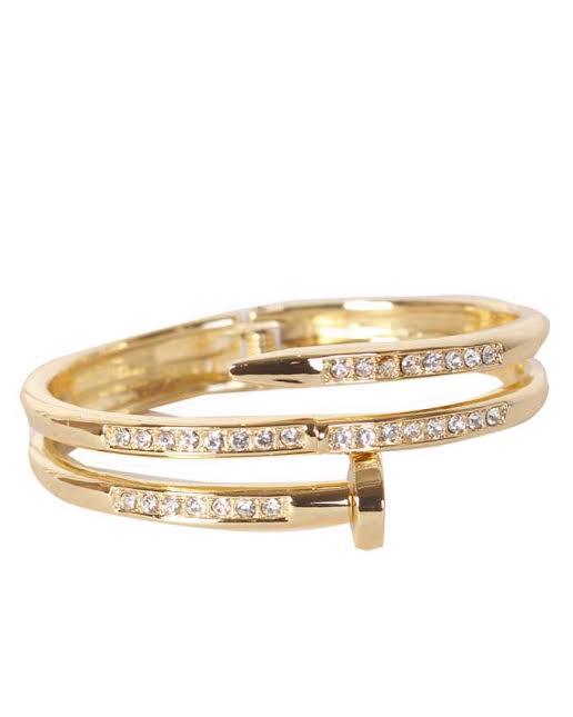 Patterned Crystal Bracelet- Gold - Obeezi.com