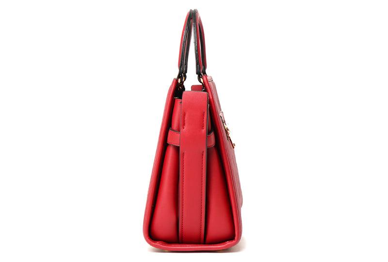 Pelletini 2-in-1 Triangle Stud Genuine Leather Handbag Red - Obeezi.com