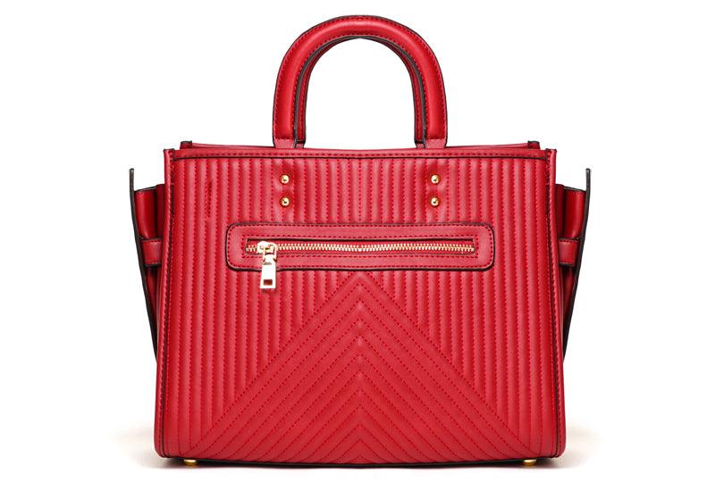 Pelletini 2-in-1 Triangle Stud Genuine Leather Handbag Silver - Obeezi.com