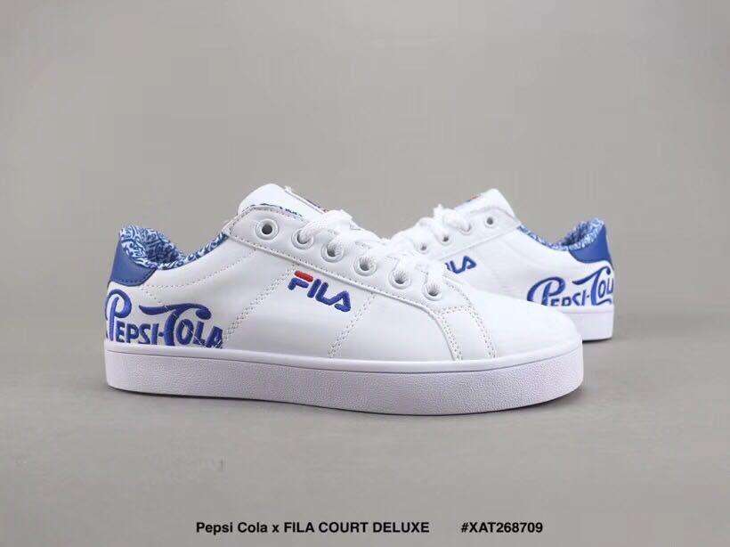 Pepsi Cola X Fila Court Deluxe Low Tennis Culture Shoes White and Blue - Obeezi