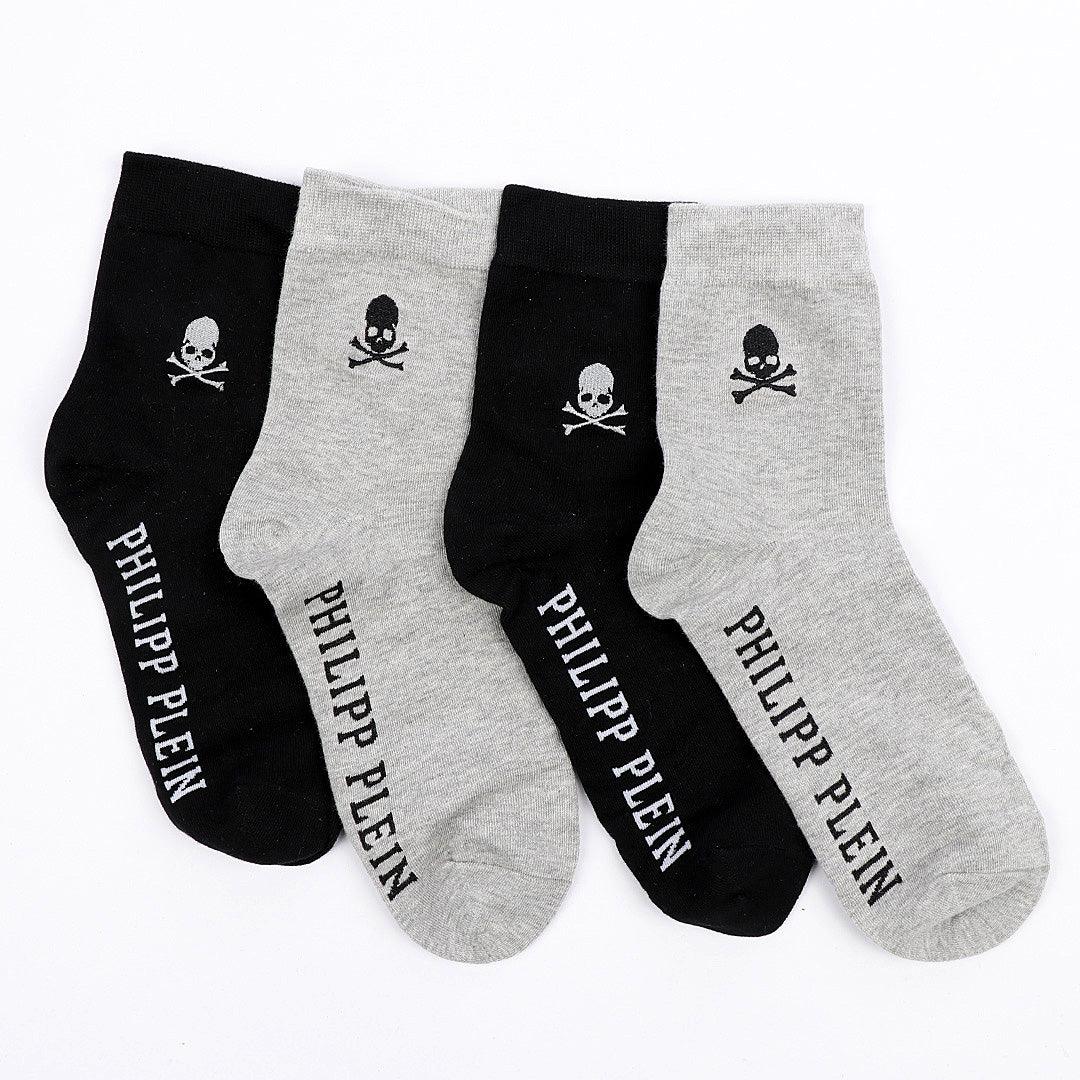 Philipp Plein 4 In 1 Danger Black Ash Design Socks - Obeezi.com