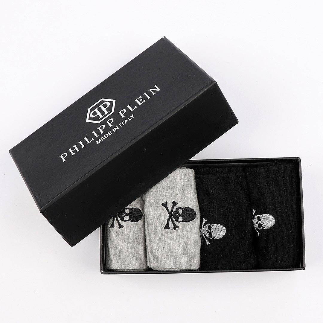 Philipp Plein 4 In 1 Danger Black Ash Design Socks - Obeezi.com
