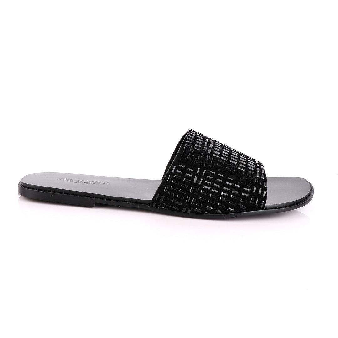 Philipp Plein Black Swarovski Embellished Slide Sandals - Obeezi