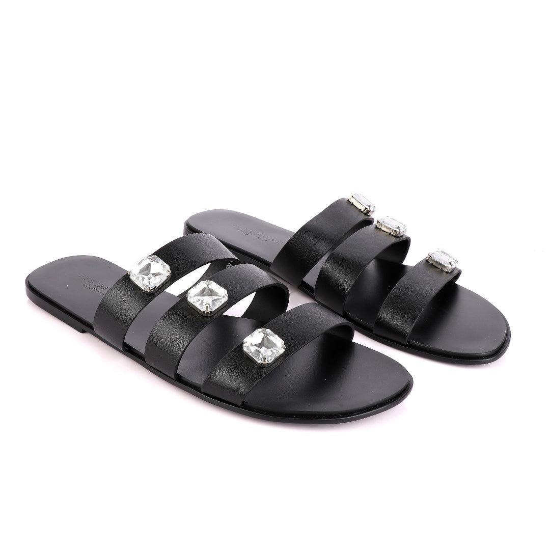 Philipp Plein Callisto Black Leather Sandal With Studs - Obeezi