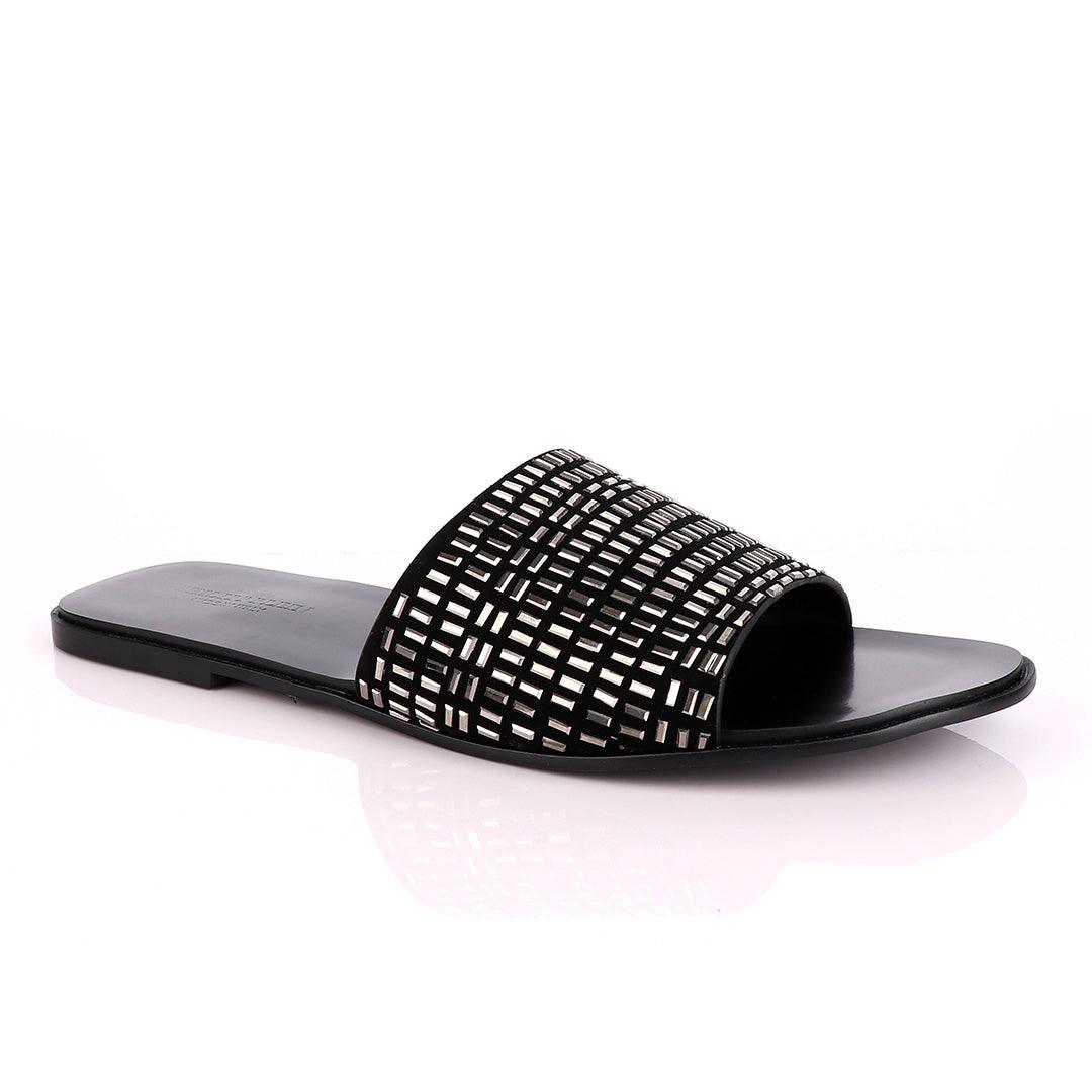 Philipp Plein Silver Swarovski Embellished Slide Sandals - Obeezi