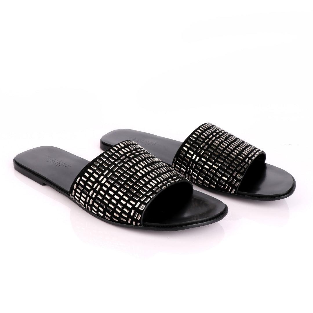 Philipp Plein Silver Swarovski Embellished Slide Sandals - Obeezi