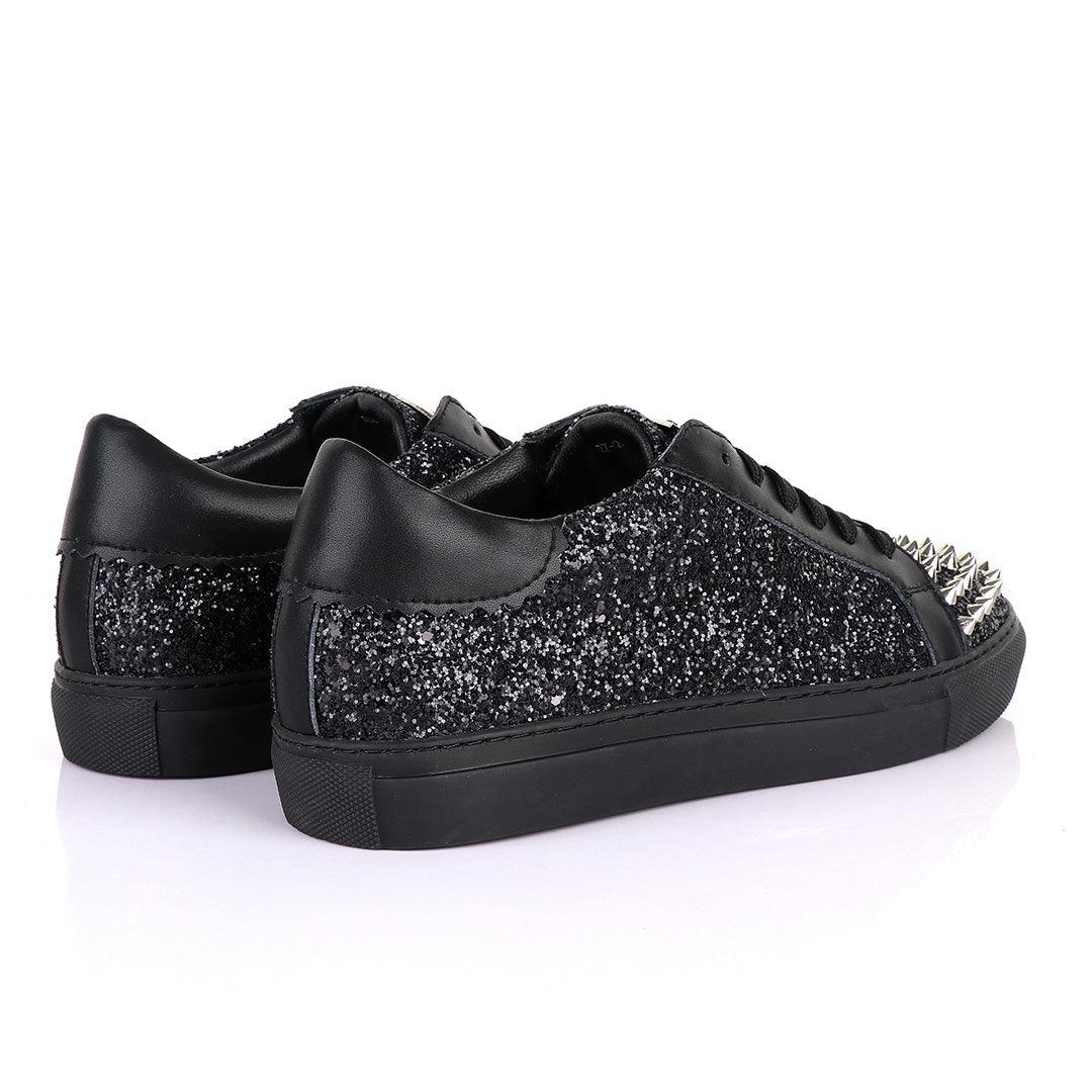 Philipp Plein Spikes and Studded Black Sneakers - Obeezi