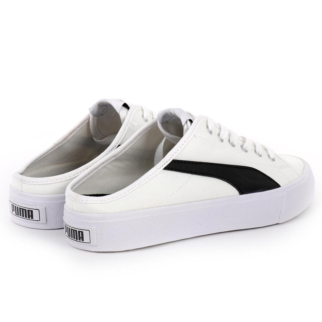 PM Bari Mule White And Black Sneakers - Obeezi.com