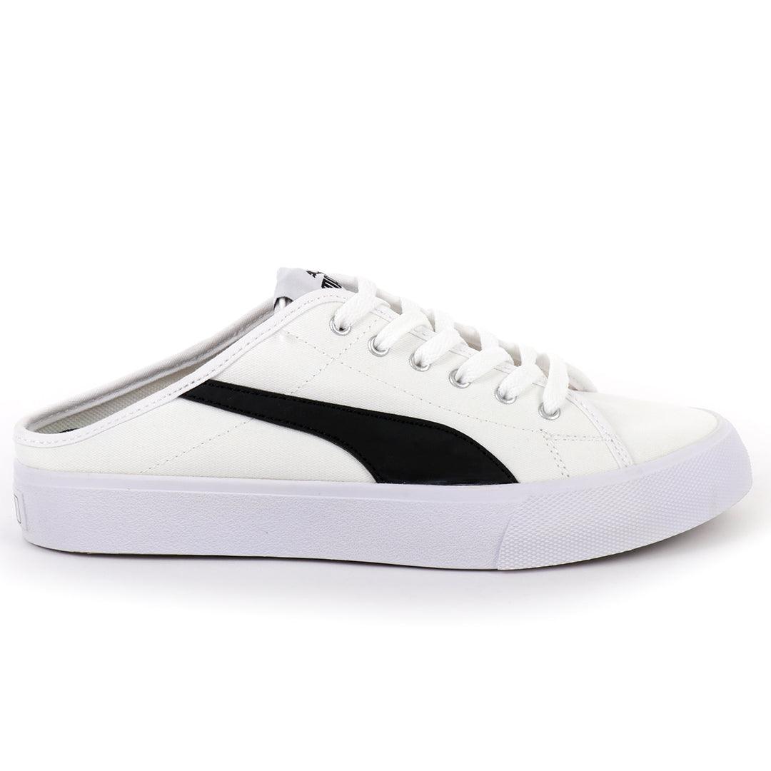 PM Bari Mule White And Black Sneakers - Obeezi.com