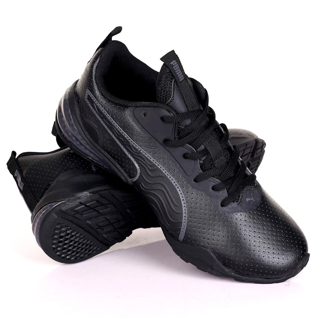 PM Black Silver Perf Low Sneakers Designed - Obeezi.com