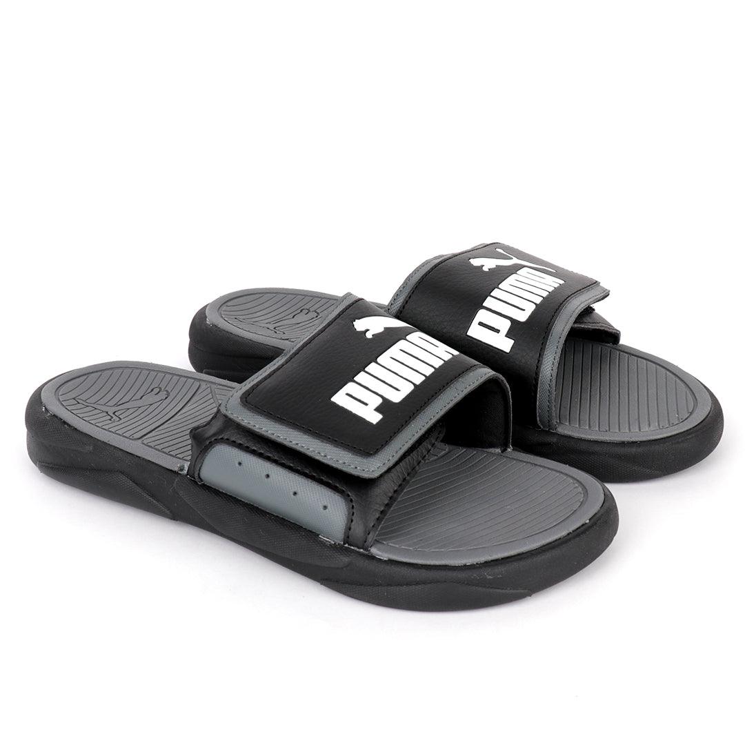 PM Catstlerock Comfort Black And Ash Rubber Sole Men's Slide - Obeezi.com